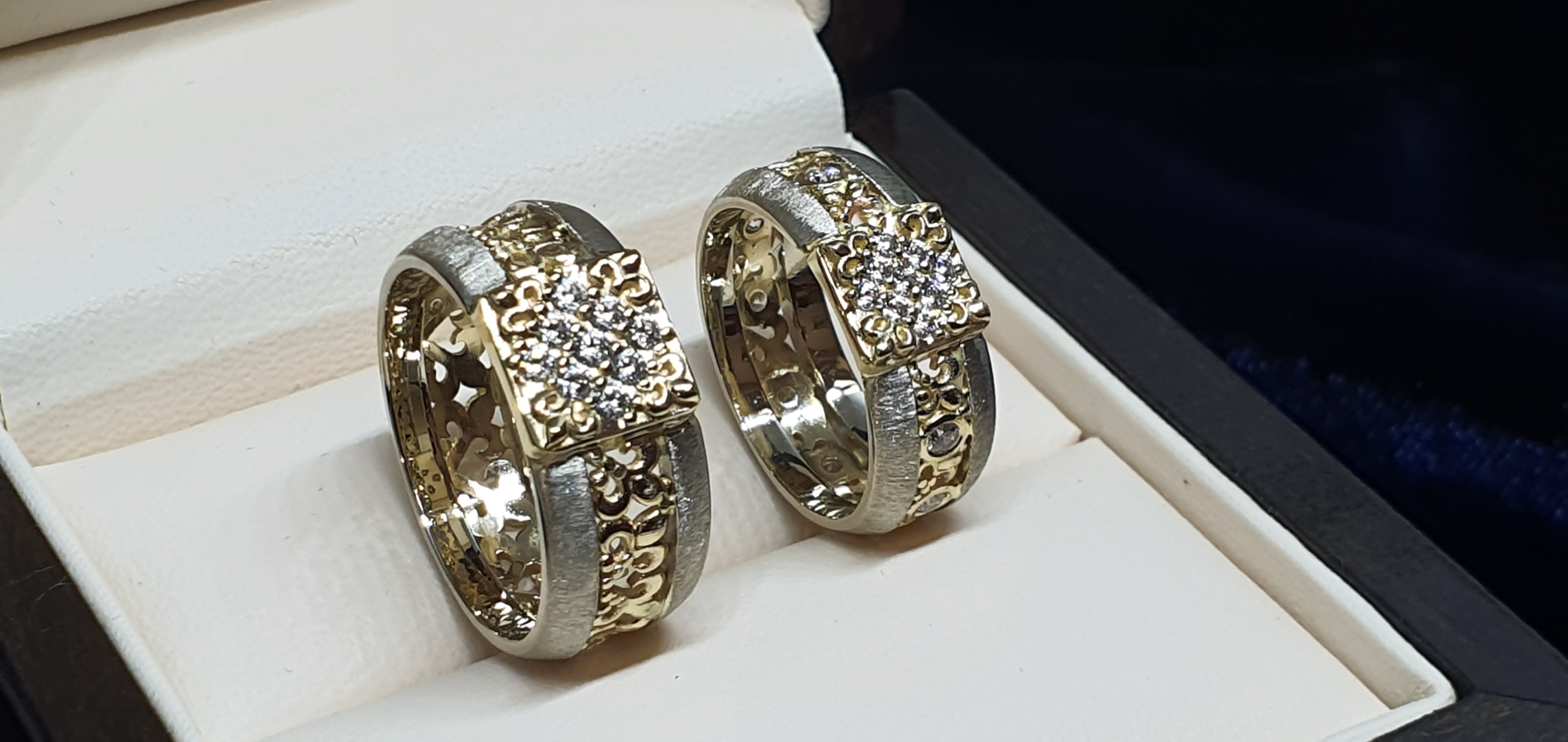 Кольца Эксклюзивные обручальные кольца с бриллиантами 161221-45изготовление на заказ, из золота и серебра